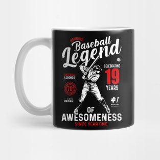 19th Birthday Gift Baseball Legend 70 Years Mug